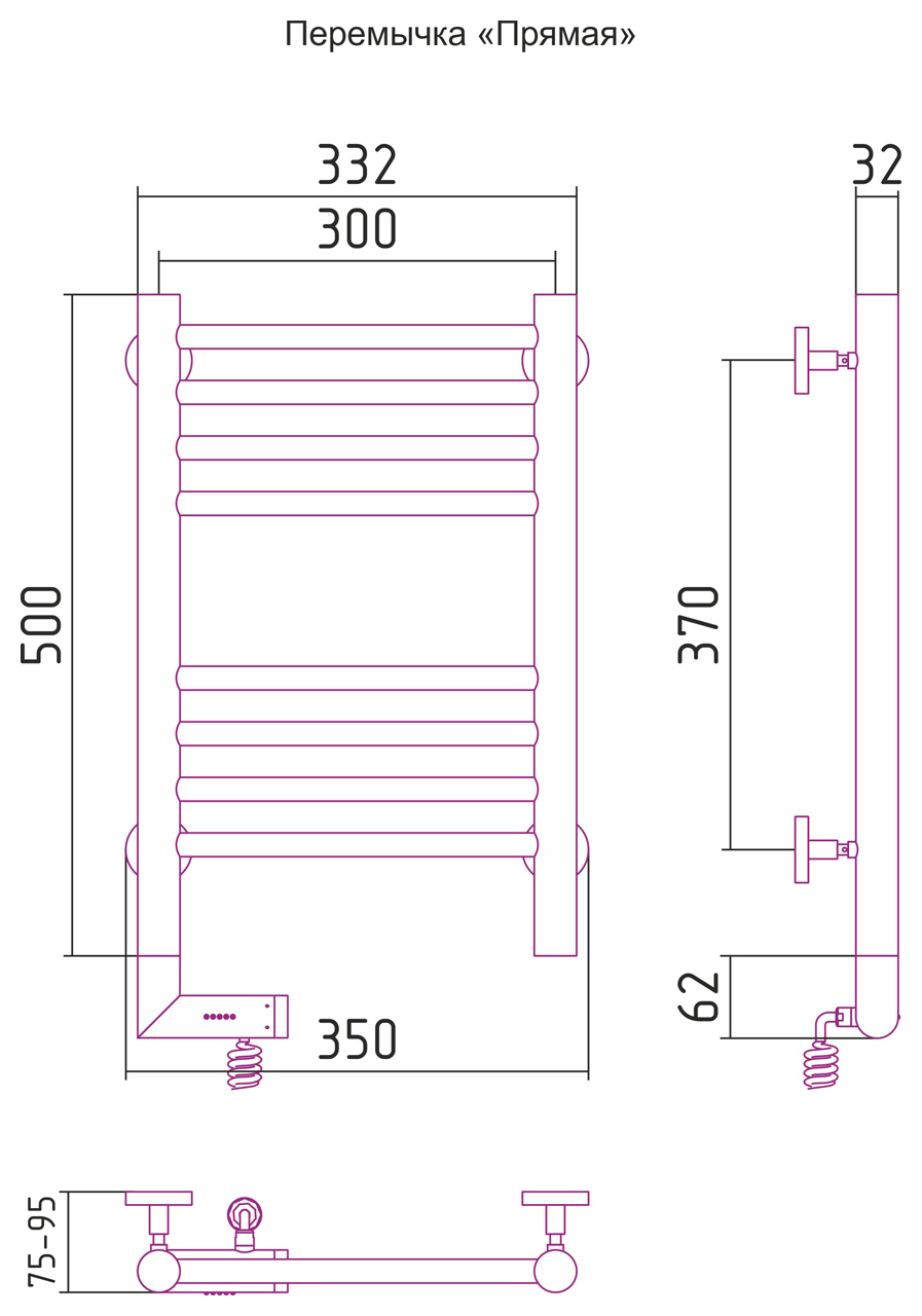 Полотенцесушитель электрический Сунержа Богема 2.0 500x300