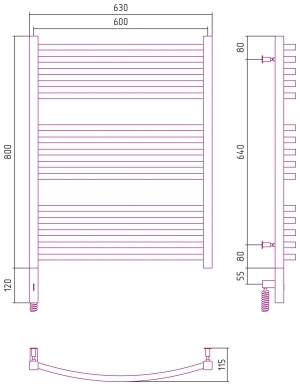 Полотенцесушитель электрический Сунержа Аркус 3.0 800x600